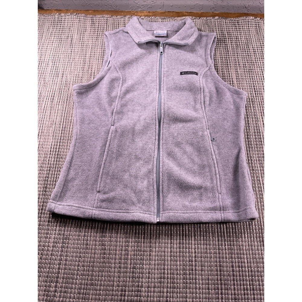 Columbia Benton Springs Fleece Vest Womens Medium Gray Full Zip XL6953 Outdoor